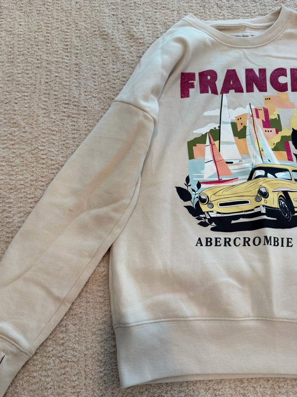 abercrombie kids Cream Sweatshirt with France Graphic - Picture 2 of 2